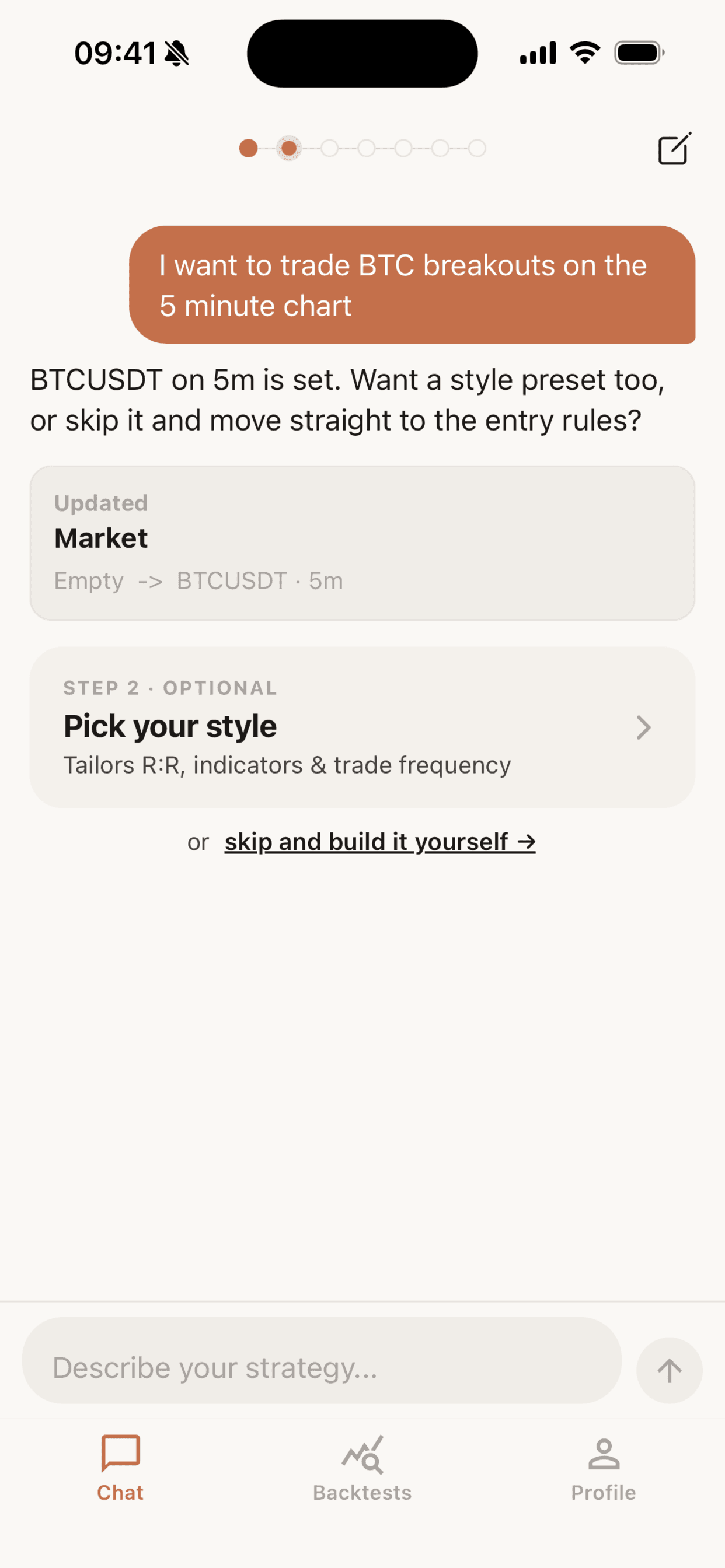 Wickly AI chat helping shape a BTC breakout strategy